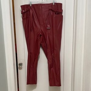 Eloquii Deep Red Women's  vegan leather Trousers
